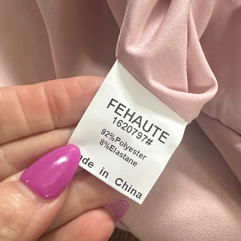 Fehaute Blush Pink Midi Dress with Side Bow Small - Picture 9 of 10